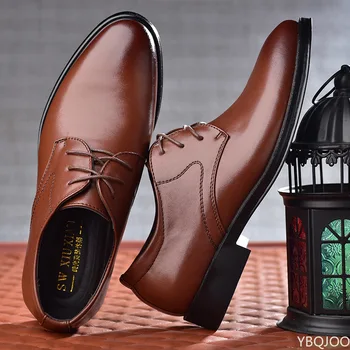 Férfi bőrcipők Üzleti ruha cipők All-Match alkalmi cipők Ütéselnyelő lábbeli kopásálló