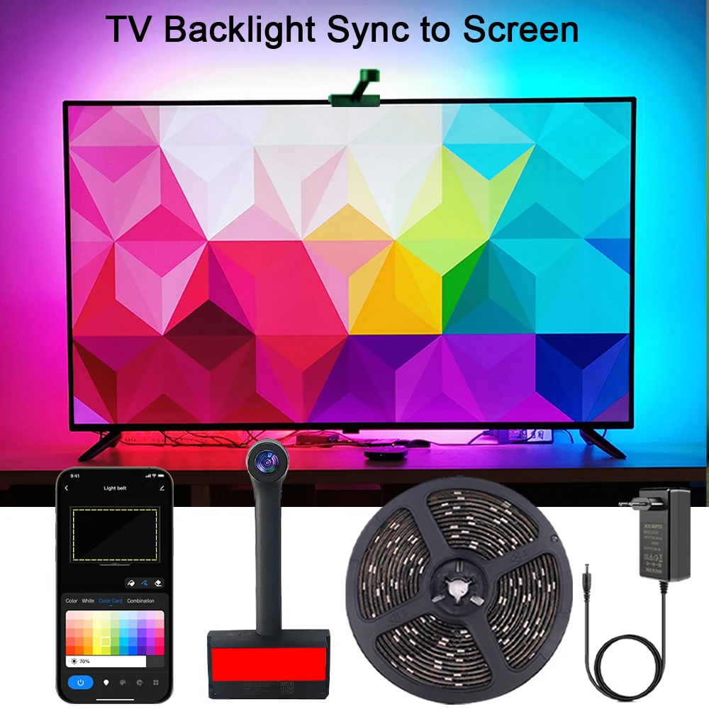  Smart TV háttérvilágítás szinkronizálása a képernyővel RGBIC Muisc Sync led háttérvilágítás kamerával TV-hez (55-65 hüvelyk) App Control LED szalag lámpák