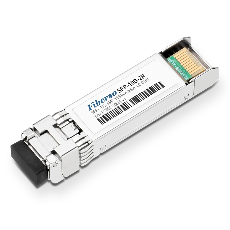 Fiberso SFP+ 10G modul ZR 80km 1550nm Cisco Huawei-kompatibilis Duplex LC SM száloptikai adó-vevőkkel