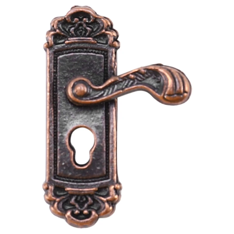 8Pcs babaház ajtózár 1:12 Alloy Retro ház miniatűr ajtózár Babaház bútor kiegészítők Jobb fogantyú ajtózár kulcs