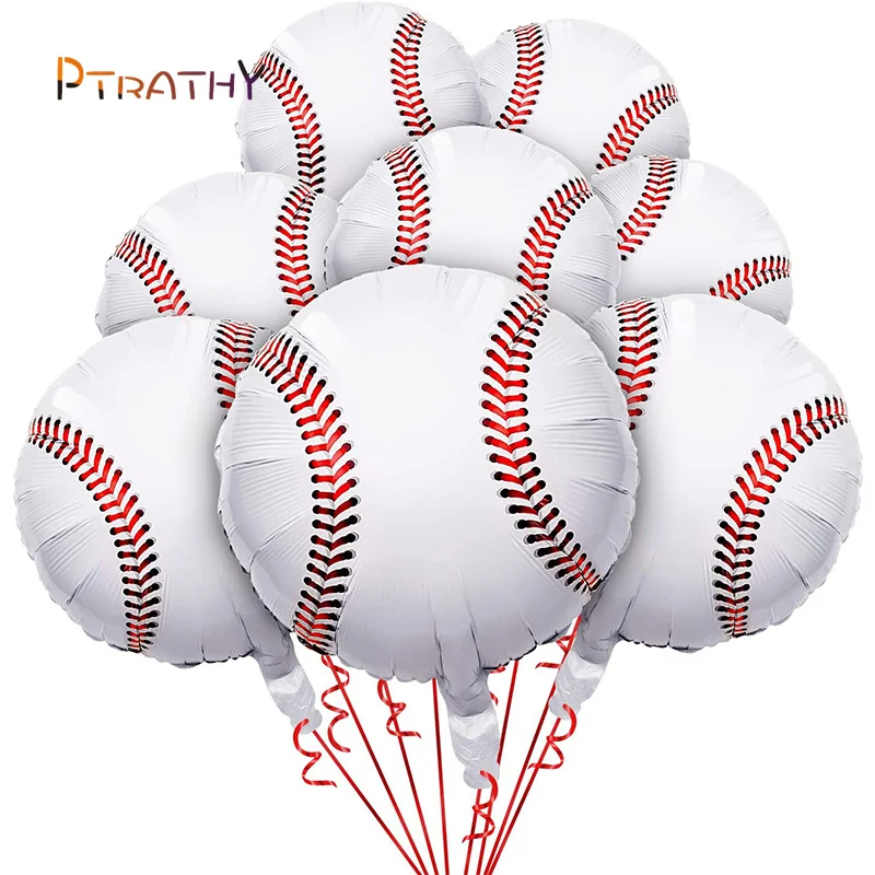 PTRATHY 8db baseball léggömbök fólia Mylar baseball léggömbök babaváró születésnapi parti sport témájú parti dekorációs kellékek