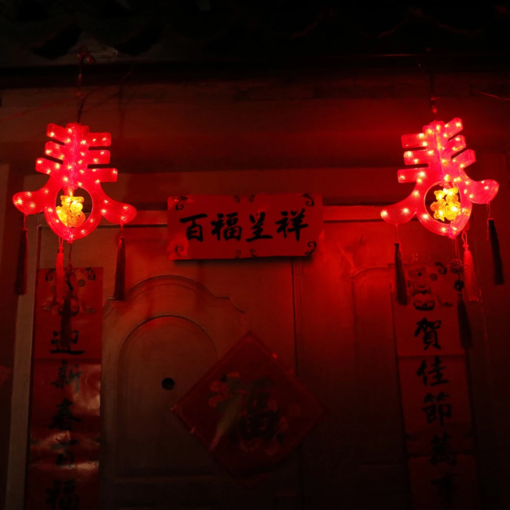 Piros lámpás fények, kültéri lámpás függő lámpák fényei Szerencsés piros papír Kínai 3D puzzle lámpa a kínai újévre, Spri