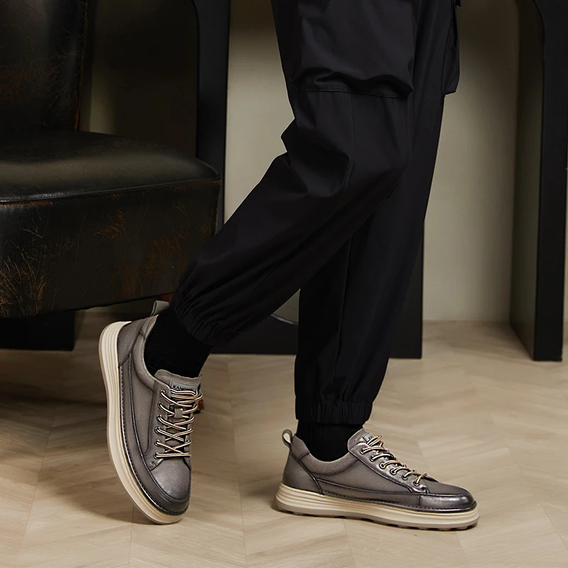 Kangnai férfi cipők Valódi bőr Fűzős Gördeszkás Platform Lakások Alkalmi tornacipők Kültéri tenisz Férfi sportcipők