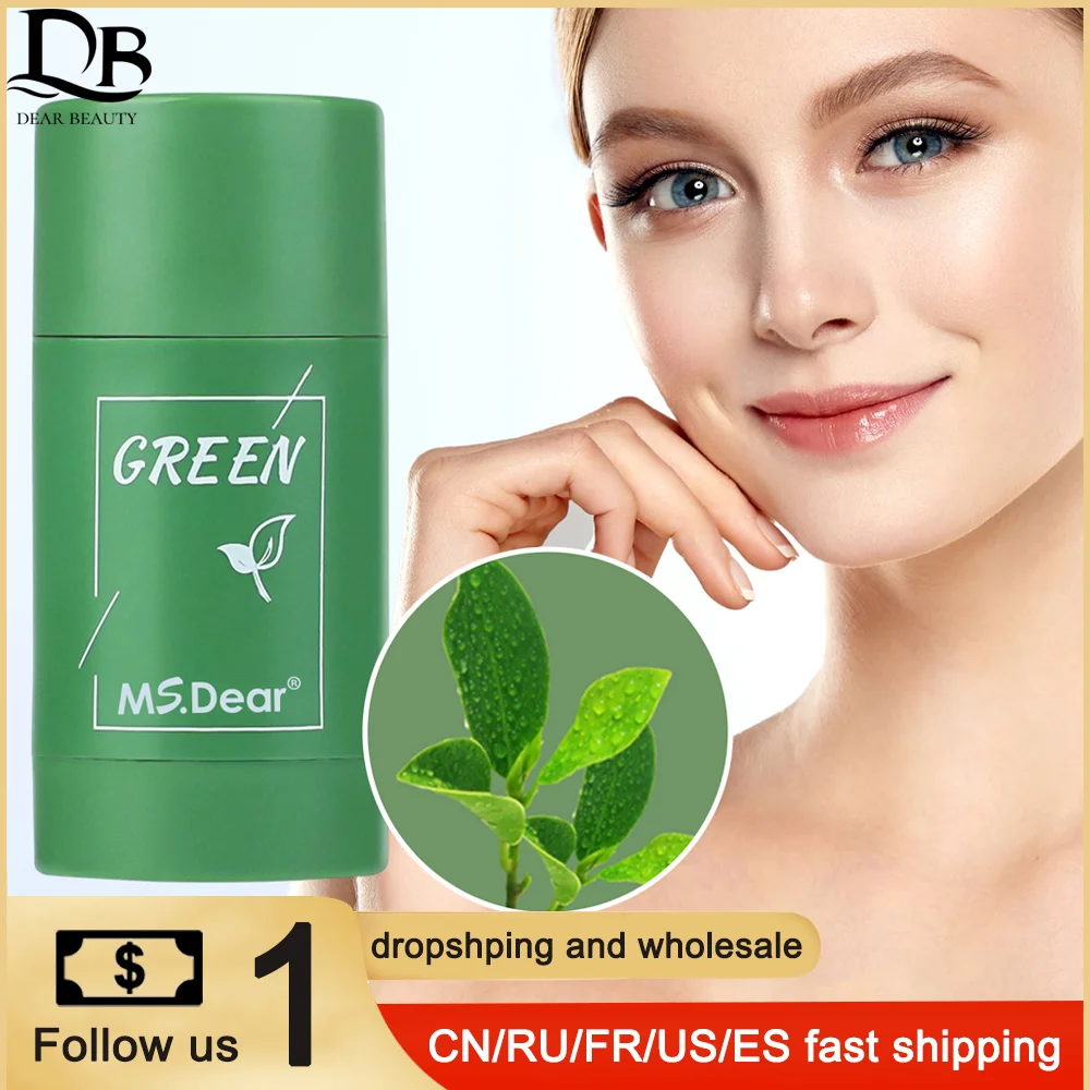 Zöld tea arc mélytisztító iszap szilárd maszk stift olajkontroll hidratáló zsugorodó pórusok mitesszer akne maszkok arcbőrápolás