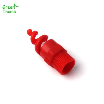 1-100db 3/8 hüvelykes férfi menetes műanyag spirálfúvóka piros porlasztó sprinkler kerti öntözéshez spirálkúpos fúvóka