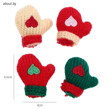1/12 Babaház Mini kézzel készített karácsonyi gyapjú kötött szerelmi kesztyű Kis rongybaba dísz kiegészítők