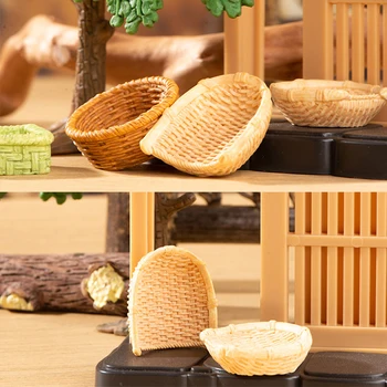 1/12 Miniatűr bambusz kosár Babaház gyümölcsök Zöldségkosarak Szimulációs szék Porzsák modell dekoráció Bútor játékok