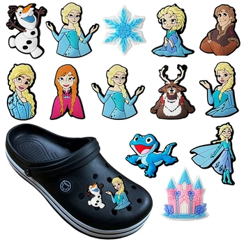 1-13PCS Disney fagyasztott cipő Croc Charms cipő kiegészítők dekoráció Anna Elsa Olaf számára Croc cipő Charm csat gyerek party karácsonyi lányok