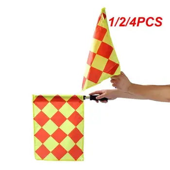 1/2/4PCS Foci játékvezető zászló verseny Fair play sportmérkőzés futball kis rács alakú vonalvezető zászlók játékvezetői felszerelés