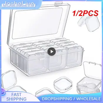 1/2PCS műanyag átlátszó tárolódoboz rendszerező Kis tárolótok konténerek Játékgyűrű ékszer szervező smink tok Kézműves konténer