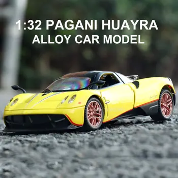1:32 Pagani HUARYA könnyűfém autó modell öntvények fém autós játék hanggal és könnyű jármű díszítő játékok gyerekeknek gyűjtemény