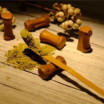 1 darab bambusz gombóc teáskanál matcha zöld tea por kanál Kiváló minőségű háztartási kellékek Praktikus tea kiegészítők