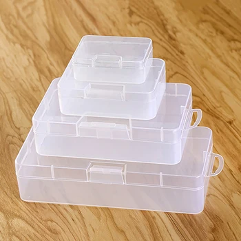 1 db Mini téglalap alakú műanyag doboz Átlátszó tárolódoboz Sűrített kis alkatrészek Gadgets Szervező Tároló doboz