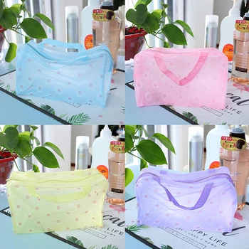 1 db vízálló PVC kozmetikai tároló táska nőknek Virágos átlátszó mosótáska Sminktáska otthoni kirándulás sűrített zuhanytáska