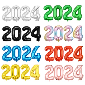 1 készlet 2024-es szám alumínium film léggömb party kellékek óriás szám ballagási parti lufi dekoráció 2024 újévi kellékek