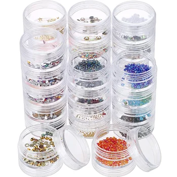 1 készlet 5 rétegű henger Egymásra rakható gyöngytartályok műanyag kerek átlátszó tároló tartozékok Szervező doboz Kézművesség Kis tárgyak