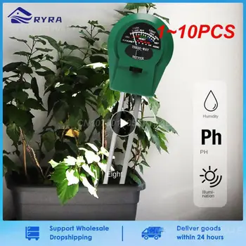 1 ~ 10DBS In 1 Digitális PH teszt Kerti talajnedvesség-mérő LCD monitor hőmérő hőmérsékletmérő háttérvilágítással kertészeti növények számára