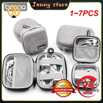1 ~ 7PCS hordozható Mini Hard Shell digitális kütyük Tároló táska Műbőr fülhallgató töltő tok adatkábel U lemezszervező