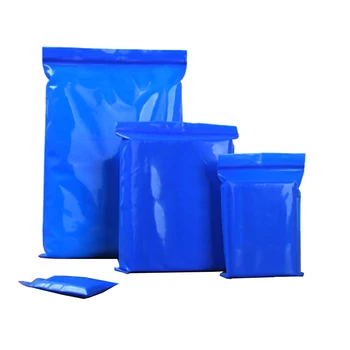 100Pcs kék cipzáras műanyag zacskó cipzáras markolat tömítés visszazárható visszazárható porálló ajándék kisüzemi élelmiszerbolt tároló tasakok