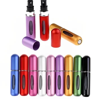 10DB 5 ml-es hordozható Mini újratölthető parfümös üveg spray illatszivattyú üres kozmetikai tartály porlasztó palack utazás