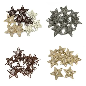 10db 5cm/6cm természetes rattan csillagok fonott rattan csillagok otthoni dekorációhoz DIY kézműves váza tál töltőasztal dekoráció