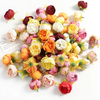 10DB 6CM Európai művirág DIY kézműves kiegészítők Rózsafej Lakberendezés Esküvői dekoráció Selyemvirág