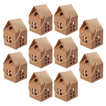 10db hordozható üreges ház cukorka díszdoboz kis ajándék dekoratív csomagoló dobozok ház alakú papír cukorka dobozok ajándékdobozok
