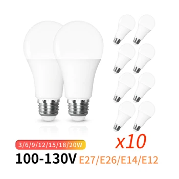 10db/lot LED IZZÓ 100-130V E27 E26 E14 E12 20W 18W 15W 12W 9W 6W Lampada LED lámpa Bombilla spotlámpa világítás hideg/meleg fehér