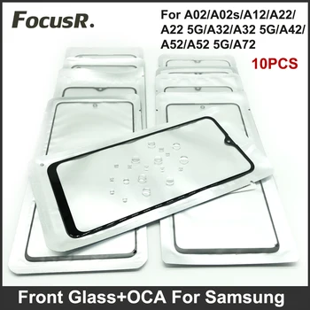 10DB / tétel Kiváló minőségű LCD elülső érintőképernyős üveglencse OCA cserével Samsung Galaxy A02s A12 A22 A32 A42 A52 5G A72 készülékhez
