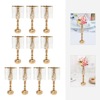 10pc kristályvirág váza állvány esküvői középpontok asztali arany virágállványhoz 10db kristály virágállvány esküvői középpontok