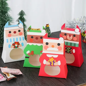 10Pcs rajzfilm papír doboz cukorka sütik konténer csomagoló dobozok karácsonyi táska party ajándékok újévi Navidad dekorációs kellékek