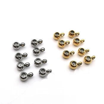 10Pcs rozsdamentes acél aranyozott szilikon óvadékdugó gyöngyök charm tartó távtartó hurokkal DIY karkötő ékszerek készítéséhez