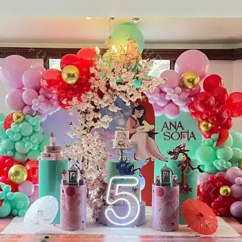 118Pcs Disney hercegnő léggömbök Garland Arch Set Mulan hercegnő téma Baba születésnapi zsúr Esküvő ünnepi dekoráció Fotó kellékek