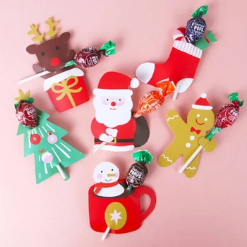 12db/2Set Christmas Party Candy Package Card jávorszarvas hóember nyalóka tartó Keksz dekoráció Gyerek ajándék Otthoni barkácskellékek
