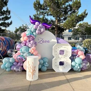 149db sellő témájú parti lufik Arch Garland Kit Bluey lila rózsaszín dekoráció keresztelő lánynak 1. 2. születésnapi parti dekoráció