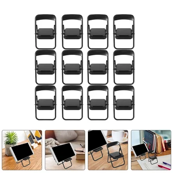 15 db összecsukható szék Mini asztali telefontartó székek Miniatűr bútorok Műanyag kellék dekoráció