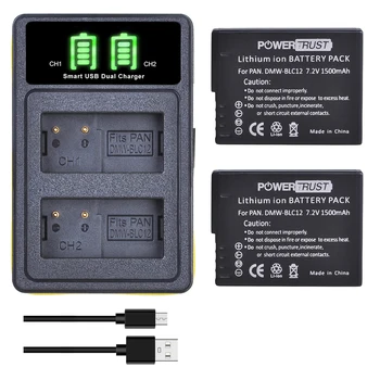 1500mAh DMW-BLC12 DMW-BLC12E akkumulátor + LED kettős USB töltő C típusú porttal Panasonic G5 G6 G7 GX8 G85 FZ1000 FZ200 számára