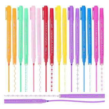 16 ívkiemelő tollkészlet, kettős hegyű jelölők 8 különböző görbével a színezéshez, kiemelők gyerekeknek