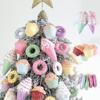 1Box karácsonyi téma Macaron fagylalt torta fánk Haging fa dekoráció Kellék gyerekek ajándék Újévi zsúr dekorációs kellékek 2024