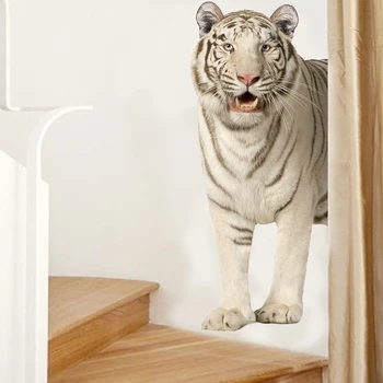 1db 3D fehér tigris fali matrica gyerekeknek Babaszobák Öntapadós tapéta Lakberendezés Hálószoba Nappali fali matricák 45X70cm