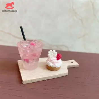 1db Babaház miniatűr konyhai játékok Mini cseresznyevirág pezsgő víz Party ital modell Babaház kiegészítők
