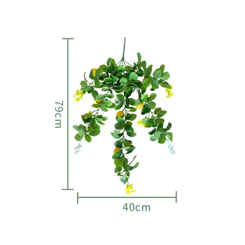 1PC 3/5 villa szimulált citromfal lógó mesterséges citrom zöld növény fali utánzat növények dekoráció DIY otthoni kézművesség