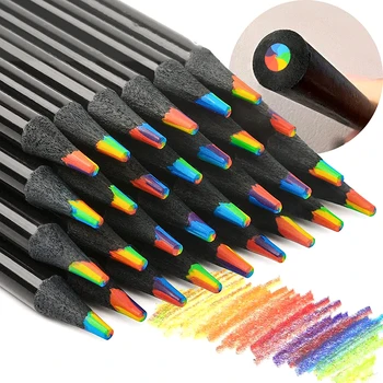 1Pc 7 szín színátmenetes szivárvány ceruzák Jumbo színű ceruzák Tarka Rajz Színezés Vázlat Véletlenszerű