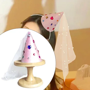1PC DIY fotózás kellékek Születésnapi kalapok Gyöngyfonal party sapkák Szimulált gyémántok Babaváró Színes partikellékek Gyerekek