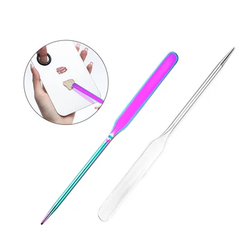 1Pc színes rozsdamentes acél kétfejes sminkfesték spatula keverőpálca alapozó krémkeverő eszköz smink eszköz