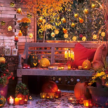 1set 1.5M 10LED fényfüzér tök szellem koponya fények Halloween dekoráció éjszakai fény otthoni szoba ajtón kívül lógó dekoráció lámpák