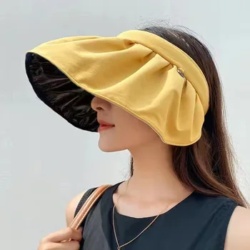 2 az 1-ben Napellenző sapkák Fejpántok nőknek Széles karimájú kalapok Feltekerhető nyári tengerparti sapkák UPF 50+ UV napvédő összecsukható