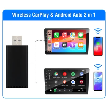 2 az 1-ben vezeték nélküli CarPlay és Android Auto adapter autó OEM vezetékes CarPlay vezeték nélküli CarPlay USB dongle Plug and Play