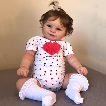 20/24 hüvelyk Maddie Bebê újjászületett babák 3D festett puha vinil test Szép mosoly lány gyökeres hajjal baba játékok Muñecas újjászületett
