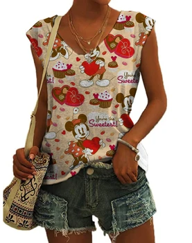 2023 Summer Hot Sale Disney sorozat Új Streetwear Women V nyak divatminta ujjatlan Harajuku stílusú tank felső Y2K